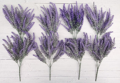 Artificial Lavender Flowers in Bundles Fake Silk Faux Lavender Plant Wooden Pots
