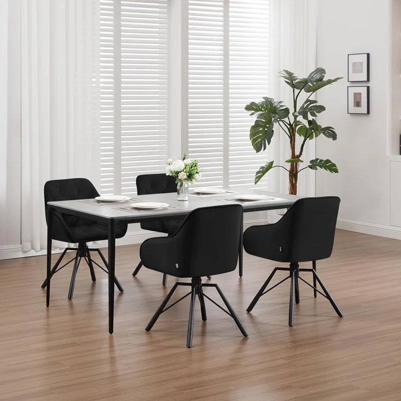 Dining Chair Swiveling, 1X Swivel Chair with Armrests, Dining Chair, Kitchen Chair, Upholstered Chair, Armchair, for Dining Room, Kitchen, Living Room, with Metal Legs, Velvet Cover, Cream