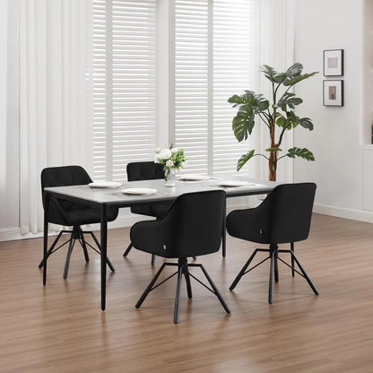 Dining Chair Swiveling, 1X Swivel Chair with Armrests, Dining Chair, Kitchen Chair, Upholstered Chair, Armchair, for Dining Room, Kitchen, Living Room, with Metal Legs, Velvet Cover, Cream