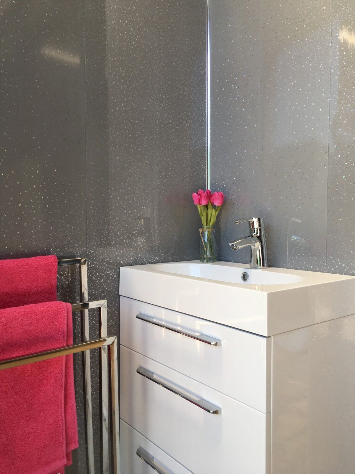 10 White Black Grey Sparkle & Marble Shower Wall Panels PVC Bathroom Cladding