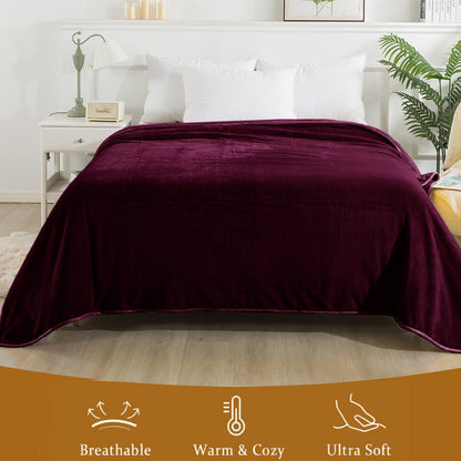Large Fleece Blanket Throw Reversible Soft Warm Bed Sofa Blanket Double & King