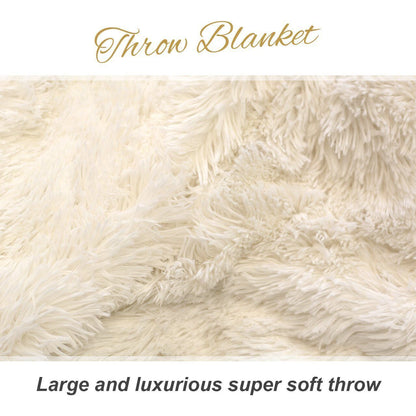 Extra Large Fleece Blanket Throw King Size White Cream Yeti for Winter Bed Sofa