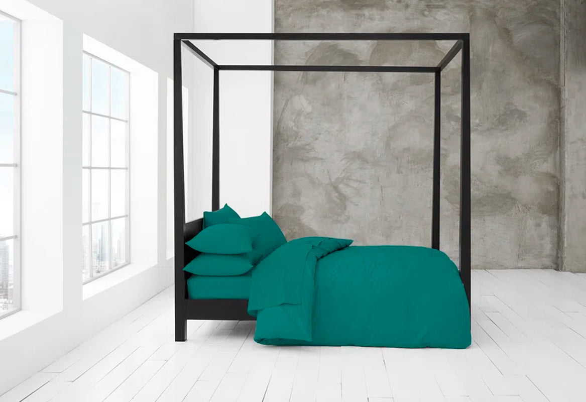 Cotton Blend Solid Colour Duvet Cover with Pillowcases