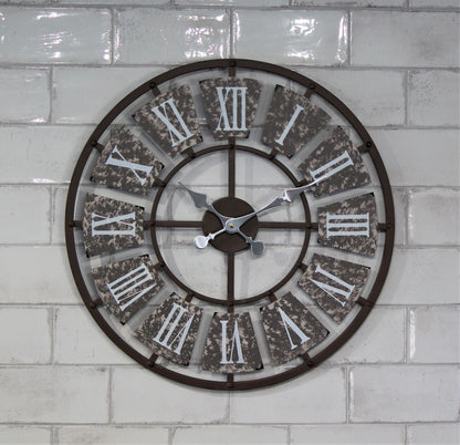 GARDEN WALL CLOCK LARGE INDOOR OUTDOOR GIANT OPEN FACE METAL 58CM