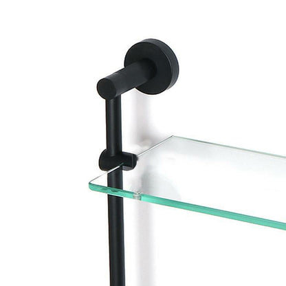 Modern round Black Matte Double Glass Shelf