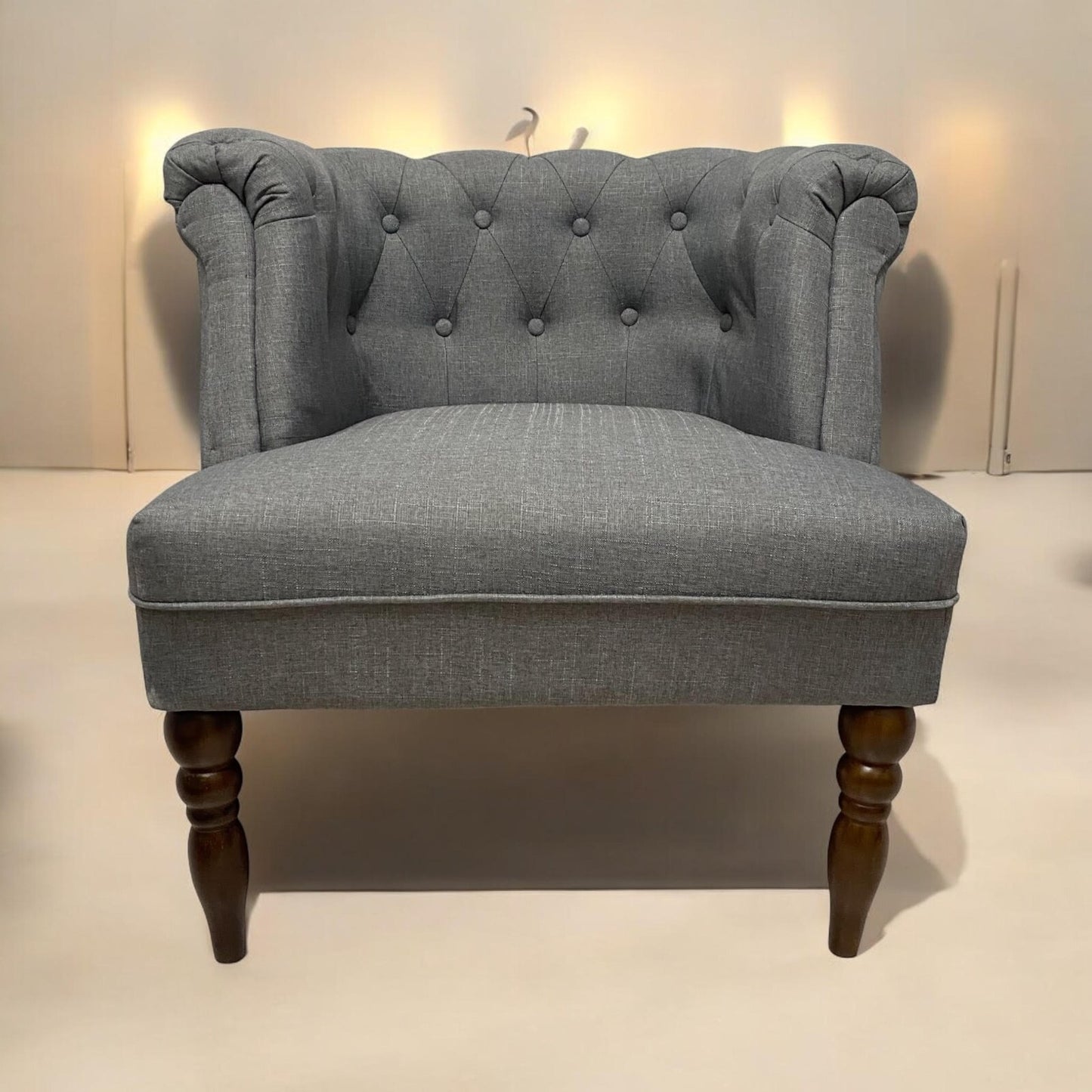 Durable Grey Linen Tub Barrel/Dining Armchair - Stylish Padded Chair for Bedroom