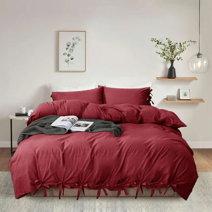 Massouda Microfiber Solid Colour Duvet Cover Set with Pillowcases