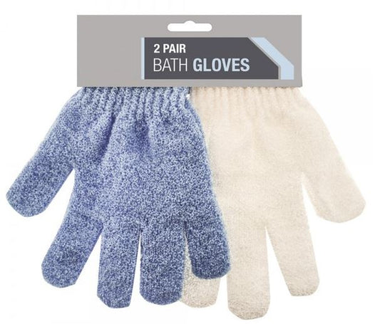 2Pair Exfoliating Bath Gloves Shower Face Skin Leg Body Wash Massage Scrub Clean