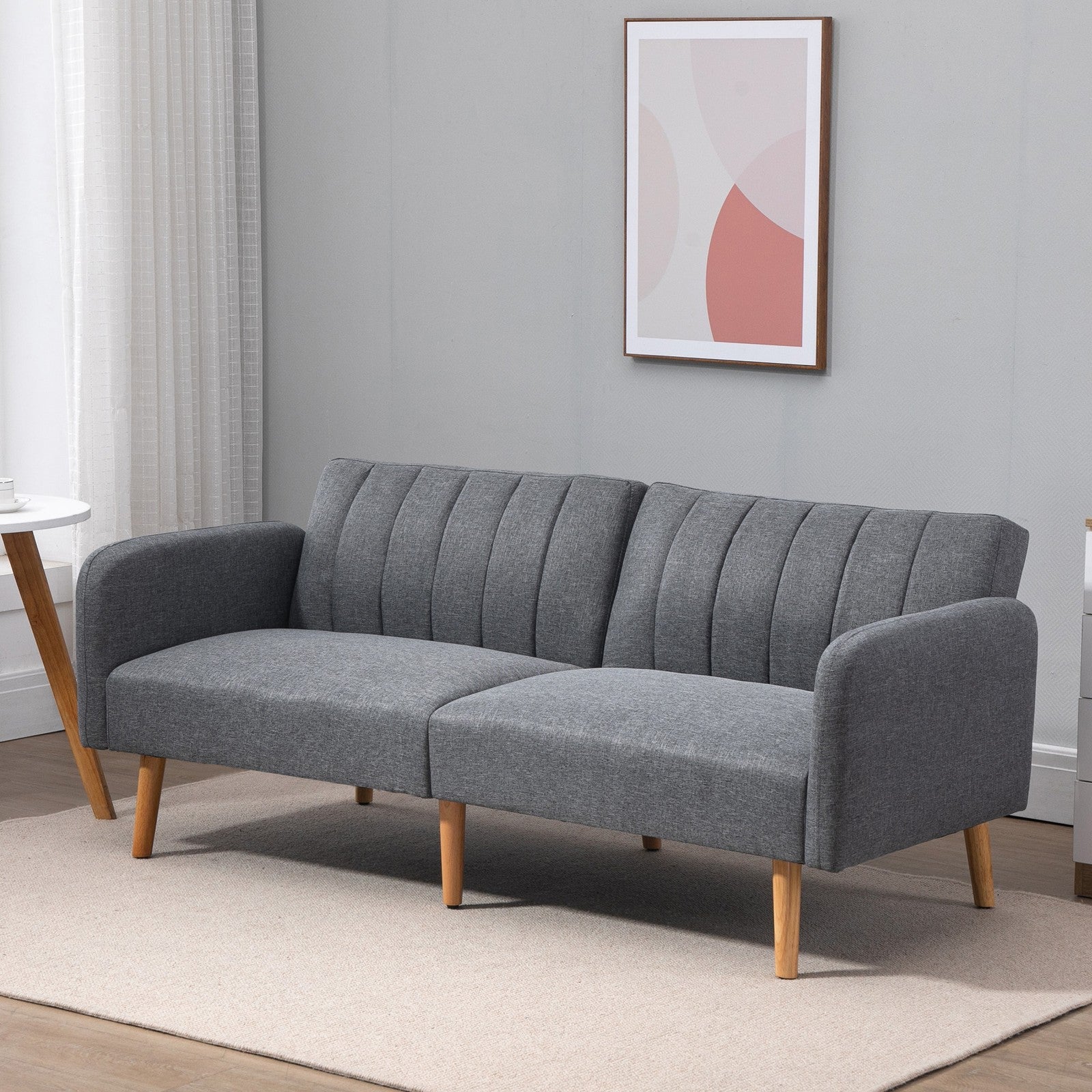 HOMCOM 3 Seater Sofa Bed W/ Adjustable Backrest for Living Room, Guest Room