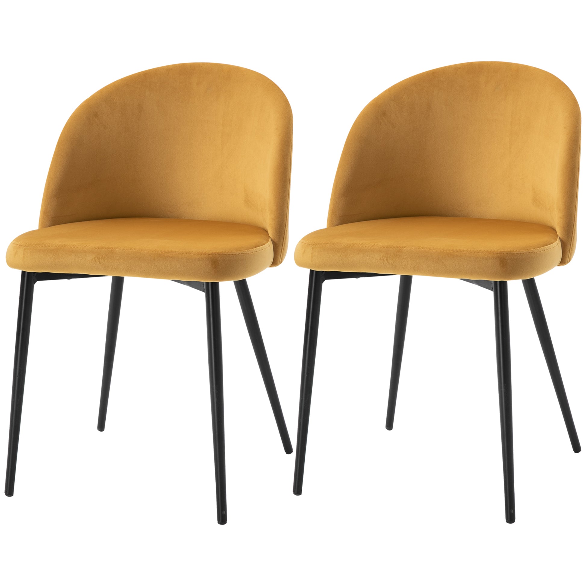 2 Pieces Modern Upholstered Fabric Bucket Seat Dining Chairs Living Room