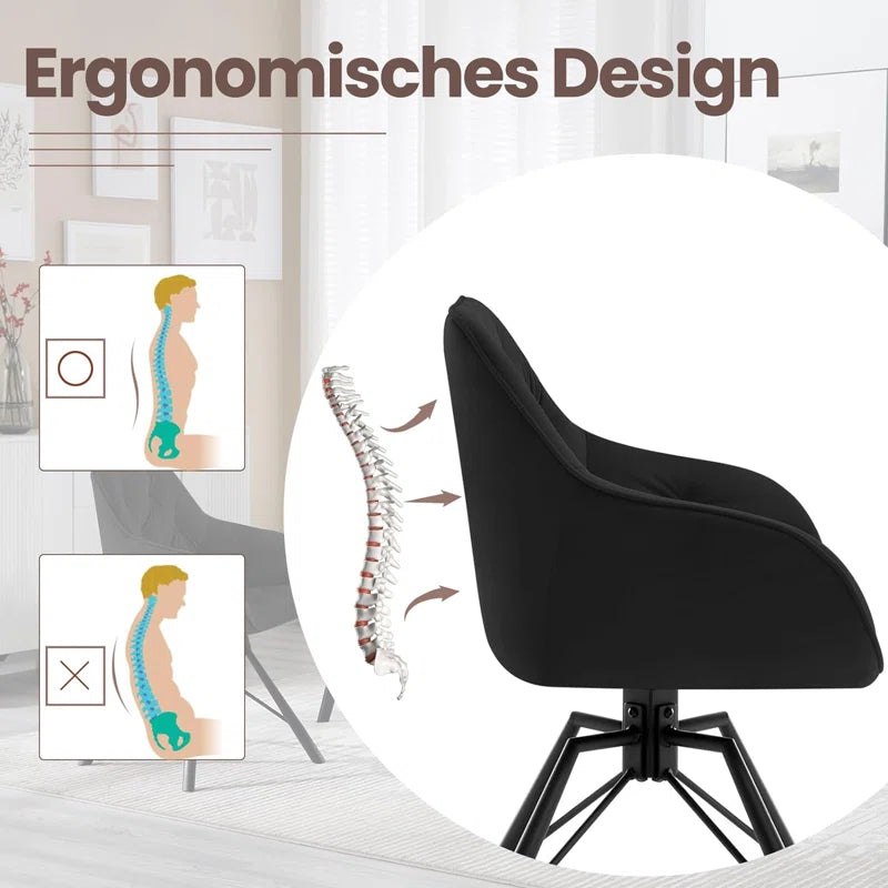 Dining Chair Swiveling, 1X Swivel Chair with Armrests, Dining Chair, Kitchen Chair, Upholstered Chair, Armchair, for Dining Room, Kitchen, Living Room, with Metal Legs, Velvet Cover, Cream