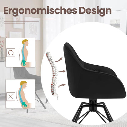 Dining Chair Swiveling, 1X Swivel Chair with Armrests, Dining Chair, Kitchen Chair, Upholstered Chair, Armchair, for Dining Room, Kitchen, Living Room, with Metal Legs, Velvet Cover, Cream