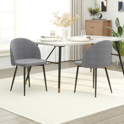 2 Pieces Modern Upholstered Fabric Bucket Seat Dining Chairs Living Room