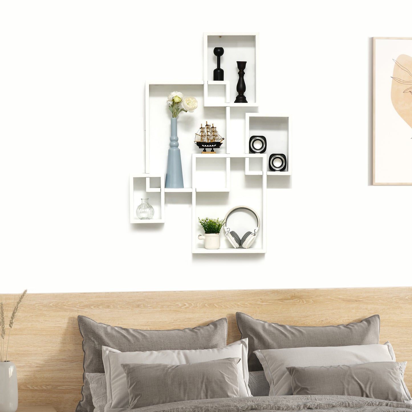 Wall Mounted Interlocking Cube Shelves, Display Wall Shelf for Living Room