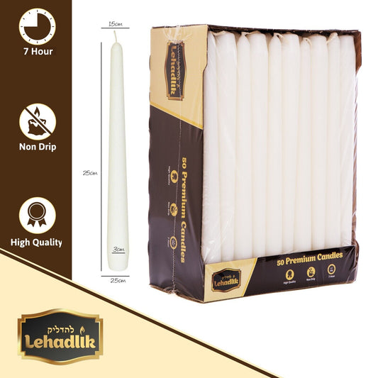 Unscented White Bistro Tapered Dinner Food Table Candles 7 Hours Burn Time