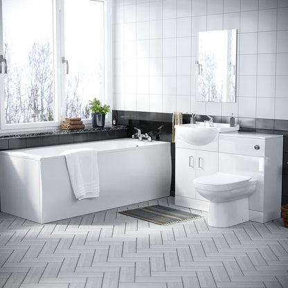 Btwl Toilet Flat Pack Vanity Unit Bath & Taps Complete Bathroom Suite | Debra