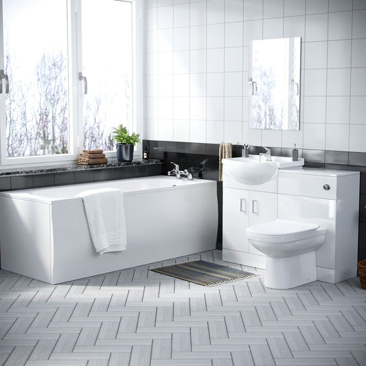 Btwl Toilet Flat Pack Vanity Unit Bath & Taps Complete Bathroom Suite | Debra