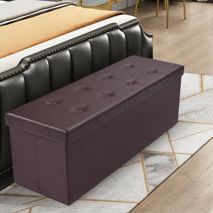 Folding Storage Ottoman Bench with Lid for Living Room
