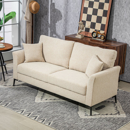 HOMCOM 3 Seater Sofa, Linen Fabric Sofa for Living Room, Beige