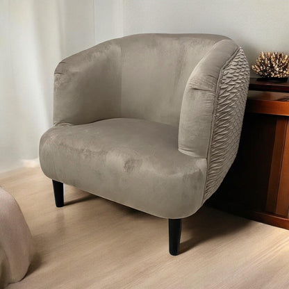 Stylish Design Velvet Tub Chair Accent Armchair Grey Barrel Chair for Bedroom