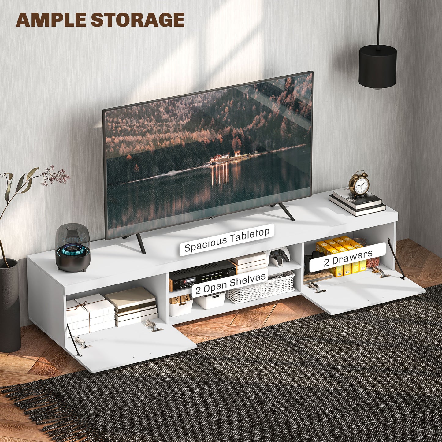 Modern Unit for TV W/ Cabinet Shelf for Living Room