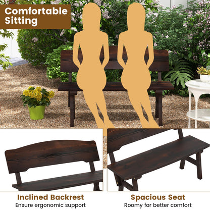Outdoor Patio Bench with Inclined Backrest for Outside