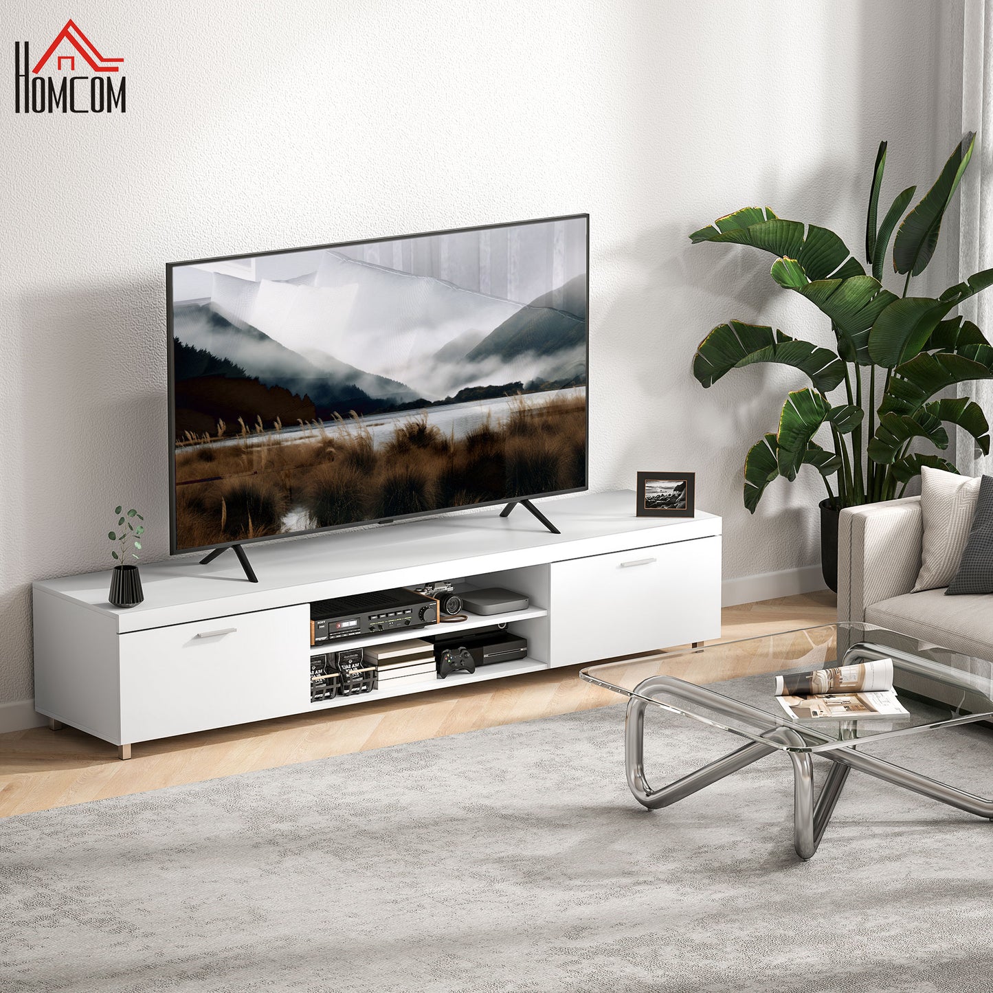 Modern Unit for TV W/ Cabinet Shelf for Living Room