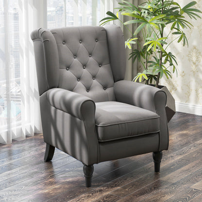 Retro Accent Chair Wingback Armchair with Wood Frame for Living Room