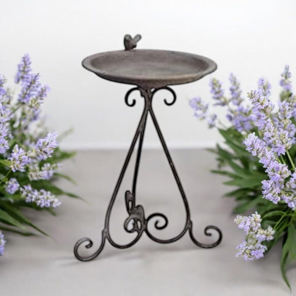Antique Iron Metal 50Cm Feeder Birdbath for Floral Outdoor Garden Ornament Décor