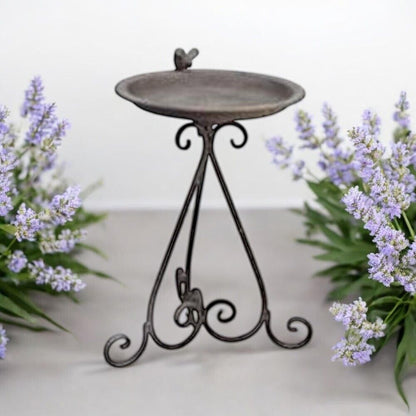 Antique Iron Metal 50Cm Feeder Birdbath for Floral Outdoor Garden Ornament Décor