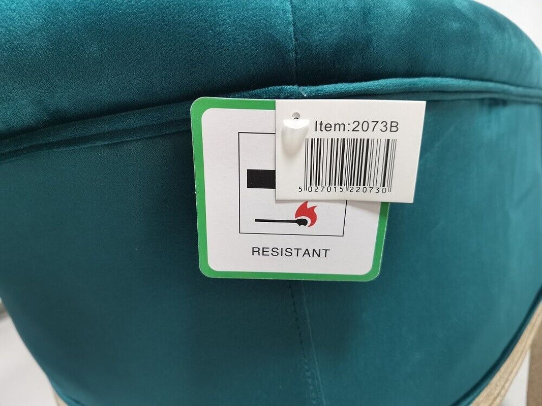 Teal Velvet Tub Chair Accent Armchair with Beech Frame for Living Room or Office