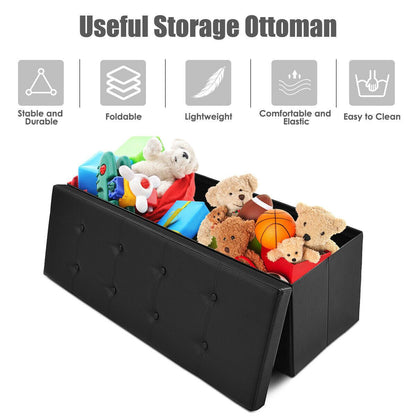 Folding Storage Ottoman Bench with Lid for Living Room