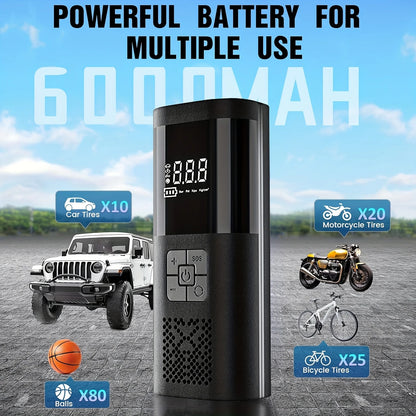 Portable 150PSI Air Compressor Tire Inflator with LED Light & Tire Pressure Gauge
