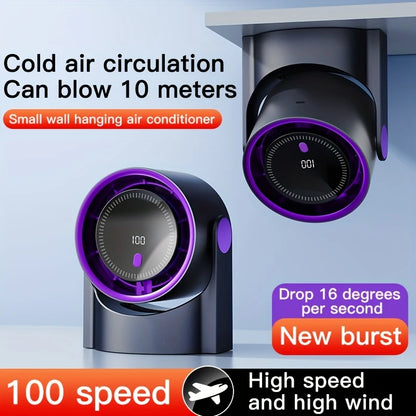 USB Rechargeable Desk Fan with Digital Display, Multi-Speed, Timer & Hanging Hook