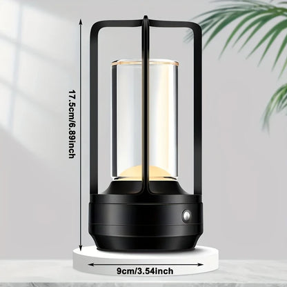 1pc Vintage Metal LED Table Lamp with Touch Control & USB Rechargeable
