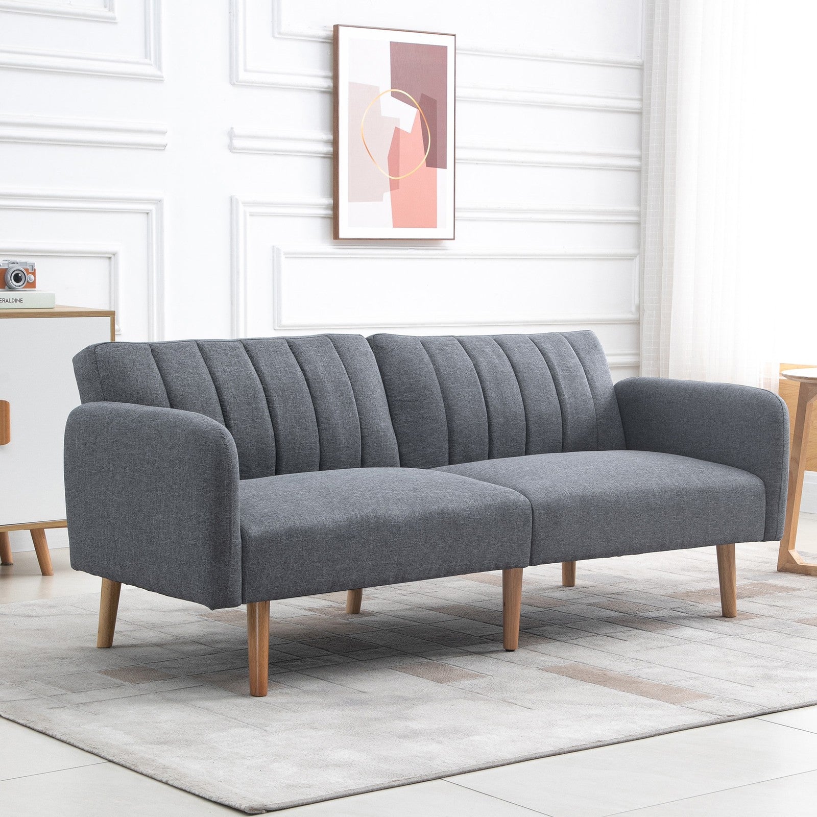 HOMCOM 3 Seater Sofa Bed W/ Adjustable Backrest for Living Room, Guest Room