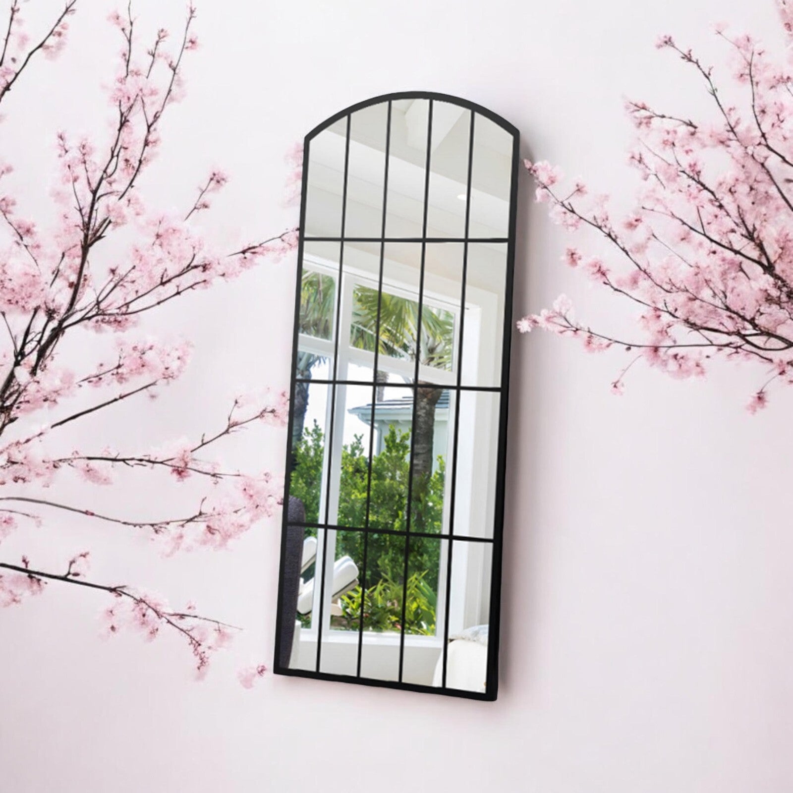 Framed Arched Mirror Wall Mounted Cast Iron Large Mirror Indoor Outdoor Garden