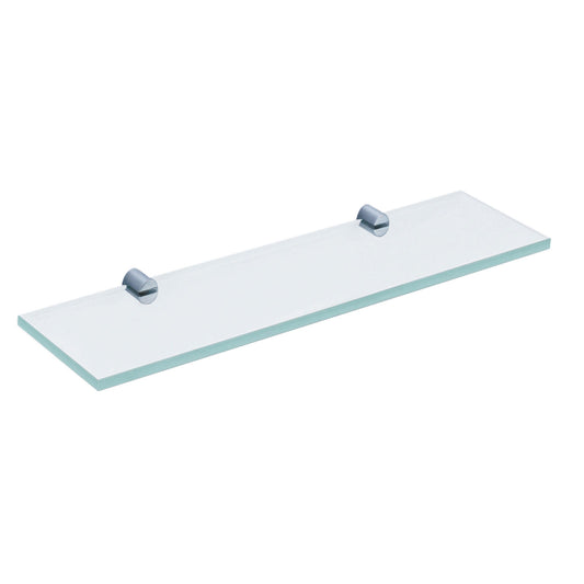 BATHROOM & KITCHEN CLEAR TOUGHENED GLASS SHELF with CHROME BRASS BRACKETS