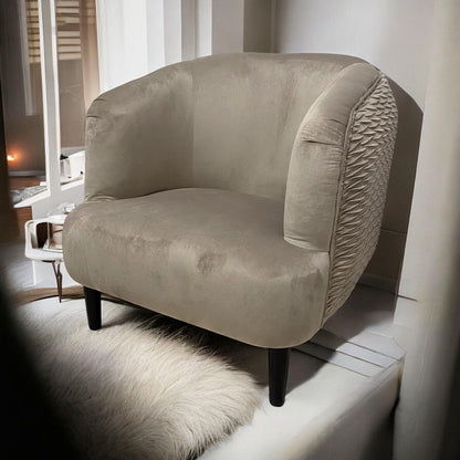 Stylish Design Velvet Tub Chair Accent Armchair Grey Barrel Chair for Bedroom