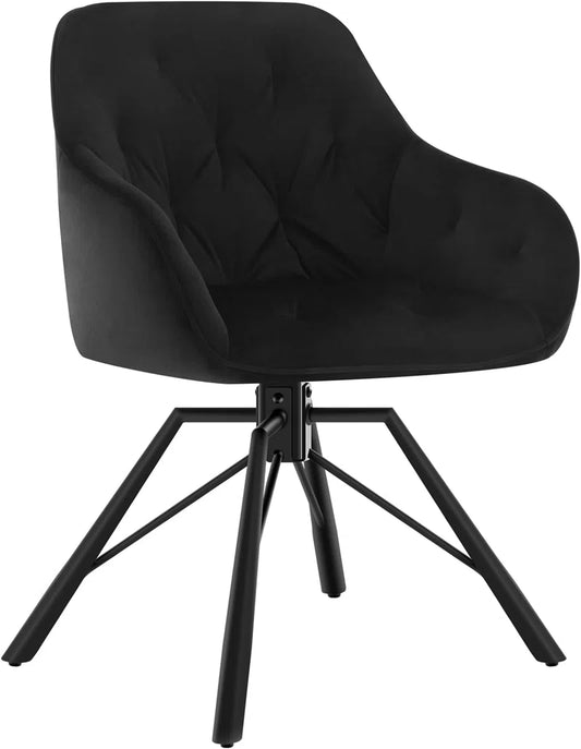 Dining Chair Swiveling, 1X Swivel Chair with Armrests, Dining Chair, Kitchen Chair, Upholstered Chair, Armchair, for Dining Room, Kitchen, Living Room, with Metal Legs, Velvet Cover, Cream