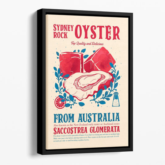 Oyster Kitchen Decor Floating Framed Canvas