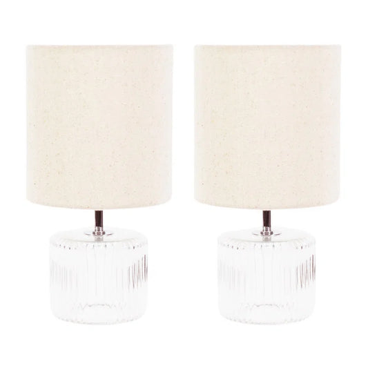 Rokiatou Pair of Glass Table Lamps with Lamp Shades