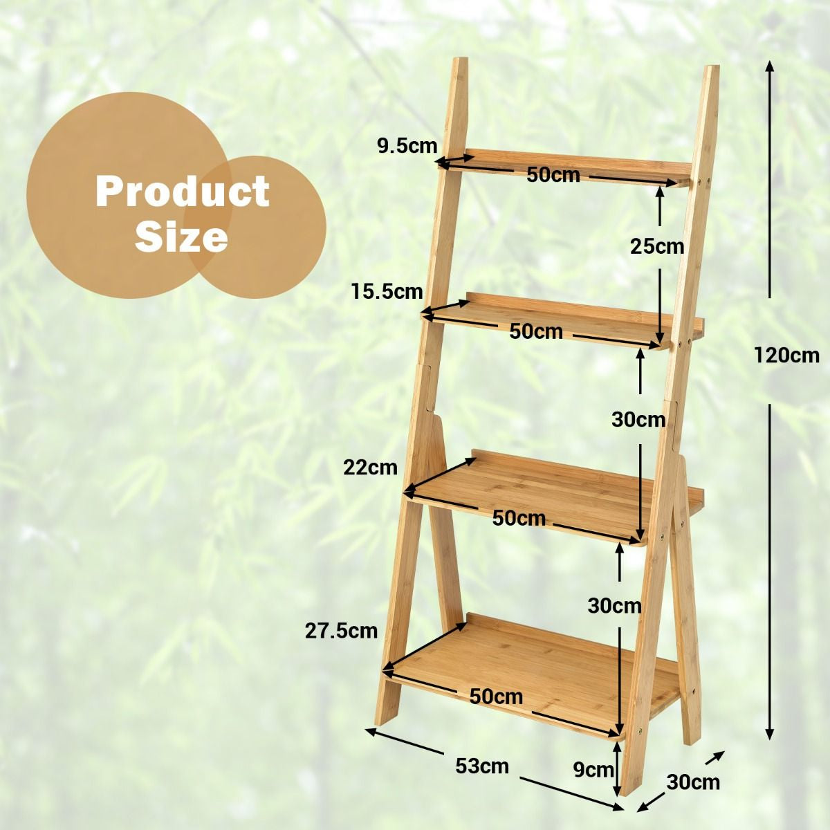 Bamboo Freestanding Decorative and Storage Shelf for Living Room Bedroom