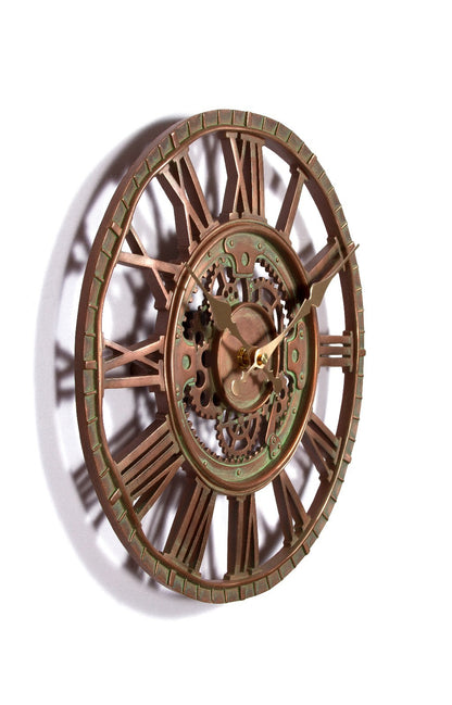 Outdoor Indoor Garden Wall Station Clock Copper Plate Effect, 30Cm Slate Effect