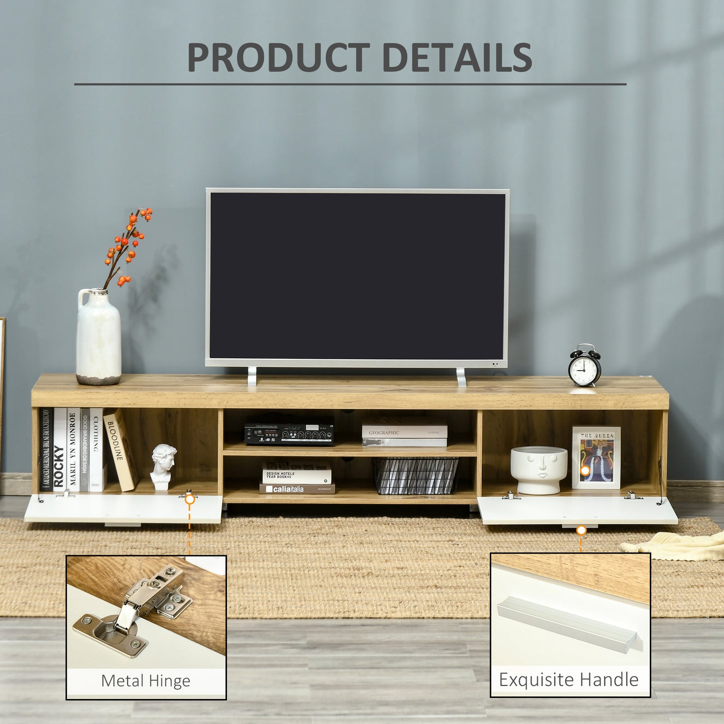 Modern Unit for TV W/ Cabinet Shelf for Living Room