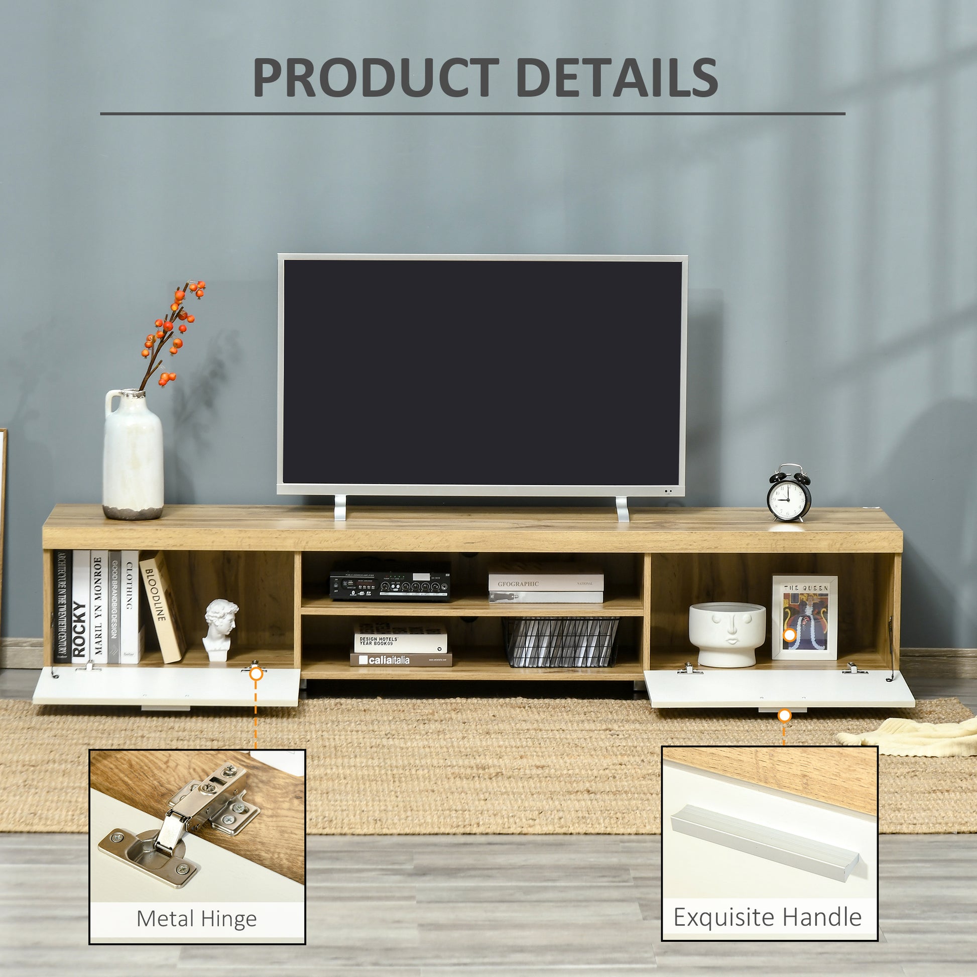 Modern Unit for TV W/ Cabinet Shelf for Living Room