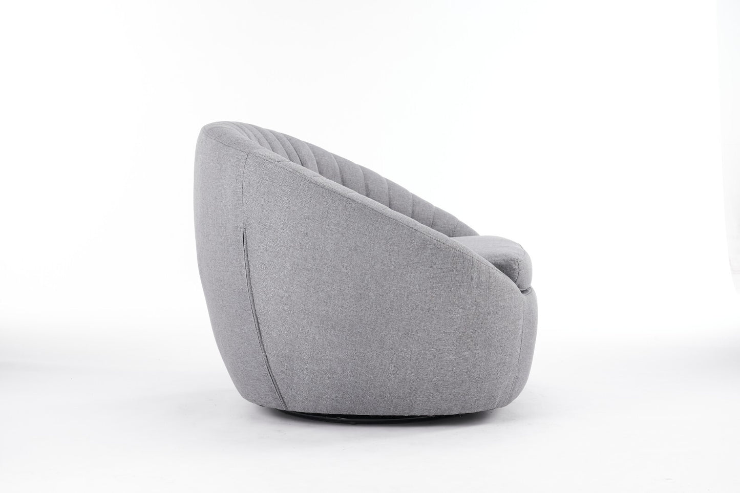 Durable Grey Linen Tub Swivel Dining Chair with Padded Seat for Bedroom, Office