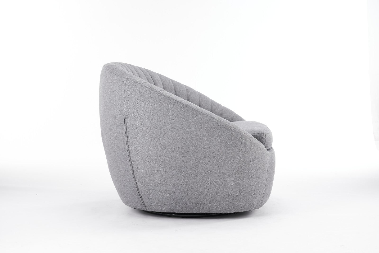 Durable Grey Linen Tub Swivel Dining Chair with Padded Seat for Bedroom, Office