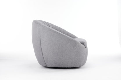 Durable Grey Linen Tub Swivel Dining Chair with Padded Seat for Bedroom, Office