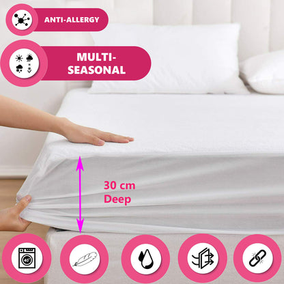 MATTRESS COVER PROTECTOR WATERPROOF TERRY FITTED SHEET SINGLE DOUBLE KING SIZE